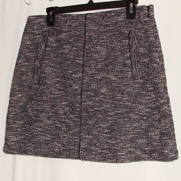 BANANA REPUBLIC Black Gray & Silver TEXTURED A-LINE MINI Skirt Sz 8 -NWT - Picture 1 of 7